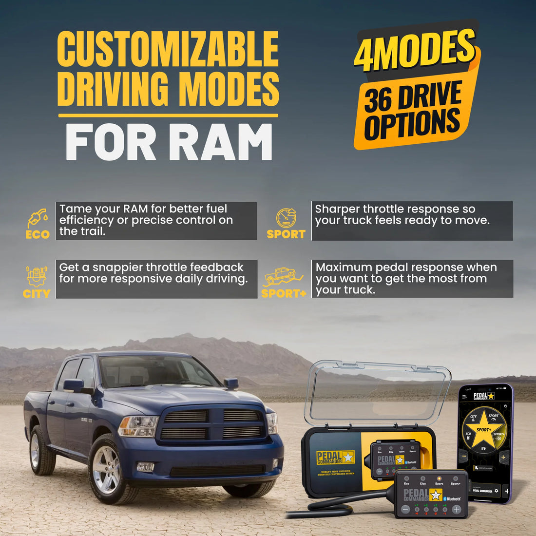Pedal Commander® for dodge ram 4 modes