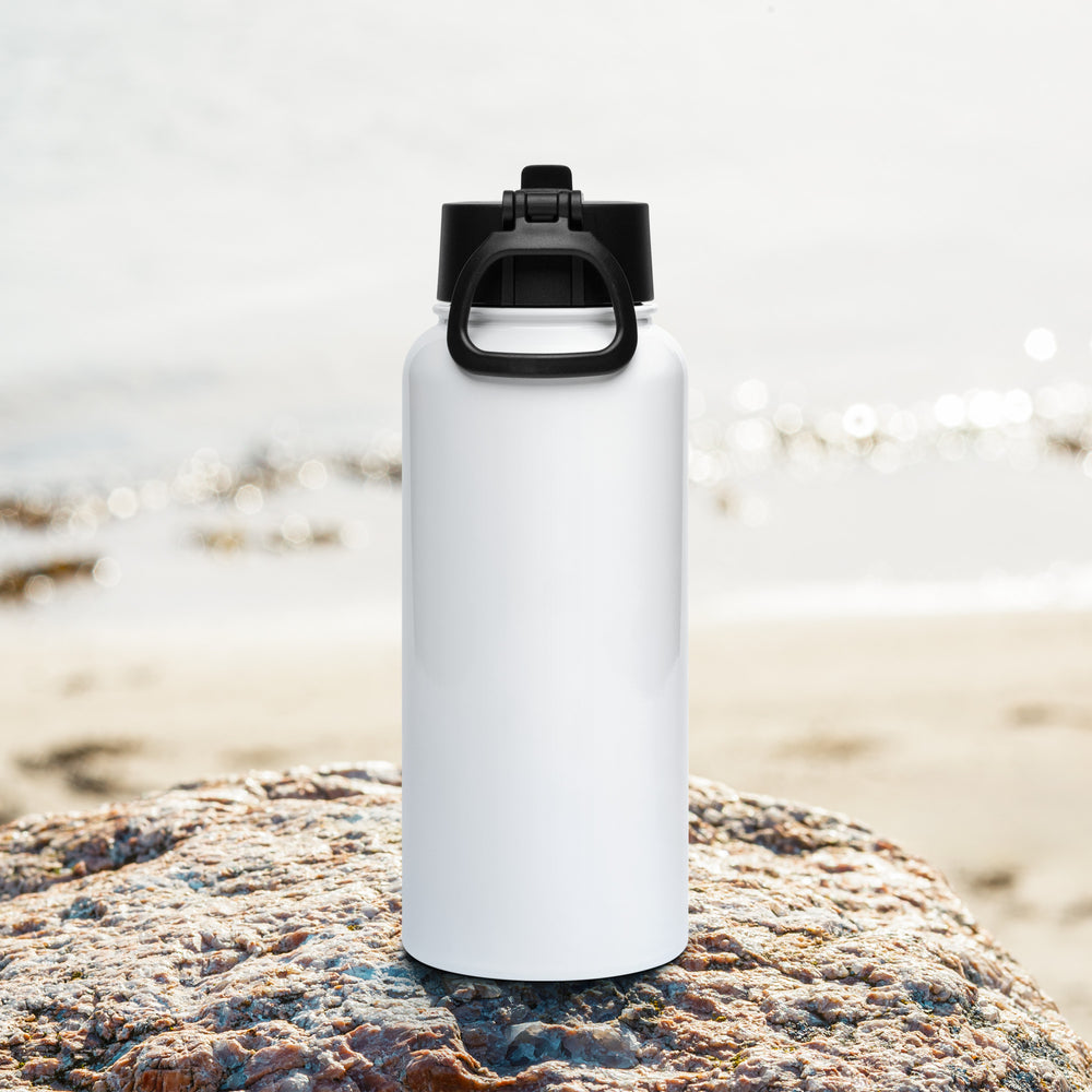 
Stainless steel Pedal Commander® water bottle with a straw lid

