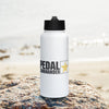 
Stainless steel Pedal Commander® water bottle with a straw lid
